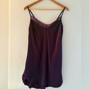 Luxurious Plum Chemise with Lace Detail